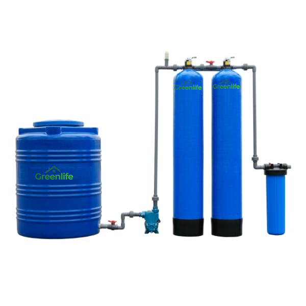 Lọc nước giếng 3 cấp lọc, van cơ, cột lọc Composite