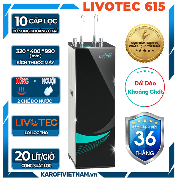 Máy lọc nước nóng nguội Karofi Livotec 615
