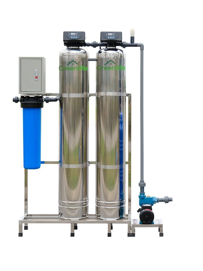 Lọc tổng 3 cấp lọc, van tự động, cột lọc Inox