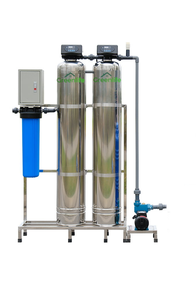 Lọc tổng 3 cấp lọc, van tự động, cột lọc Inox