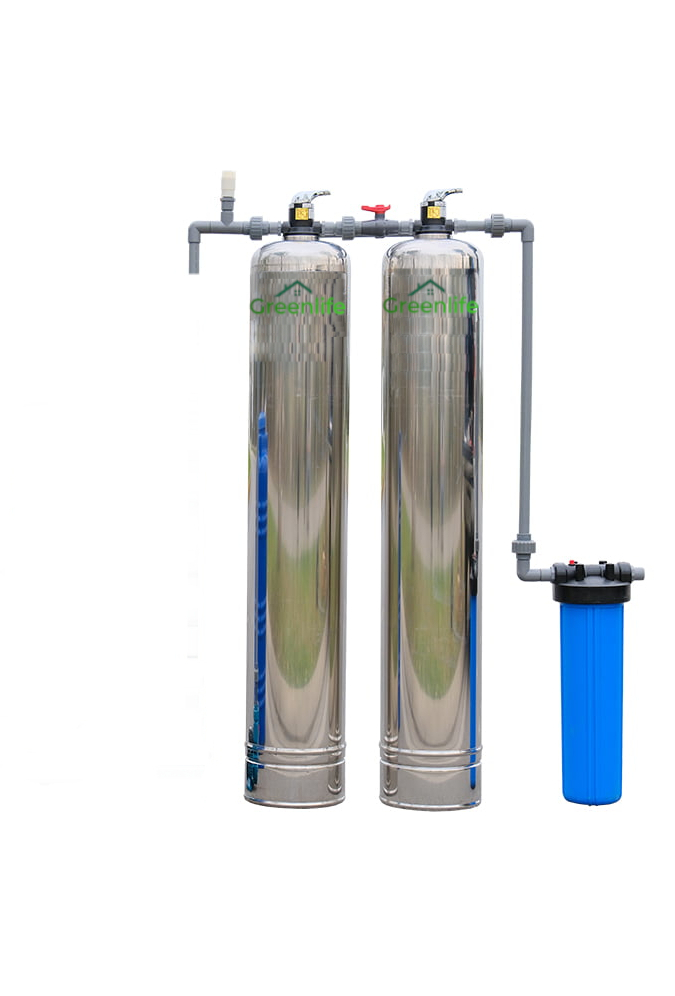 Lọc tổng 3 cấp lọc, van cơ, cột lọc Inox